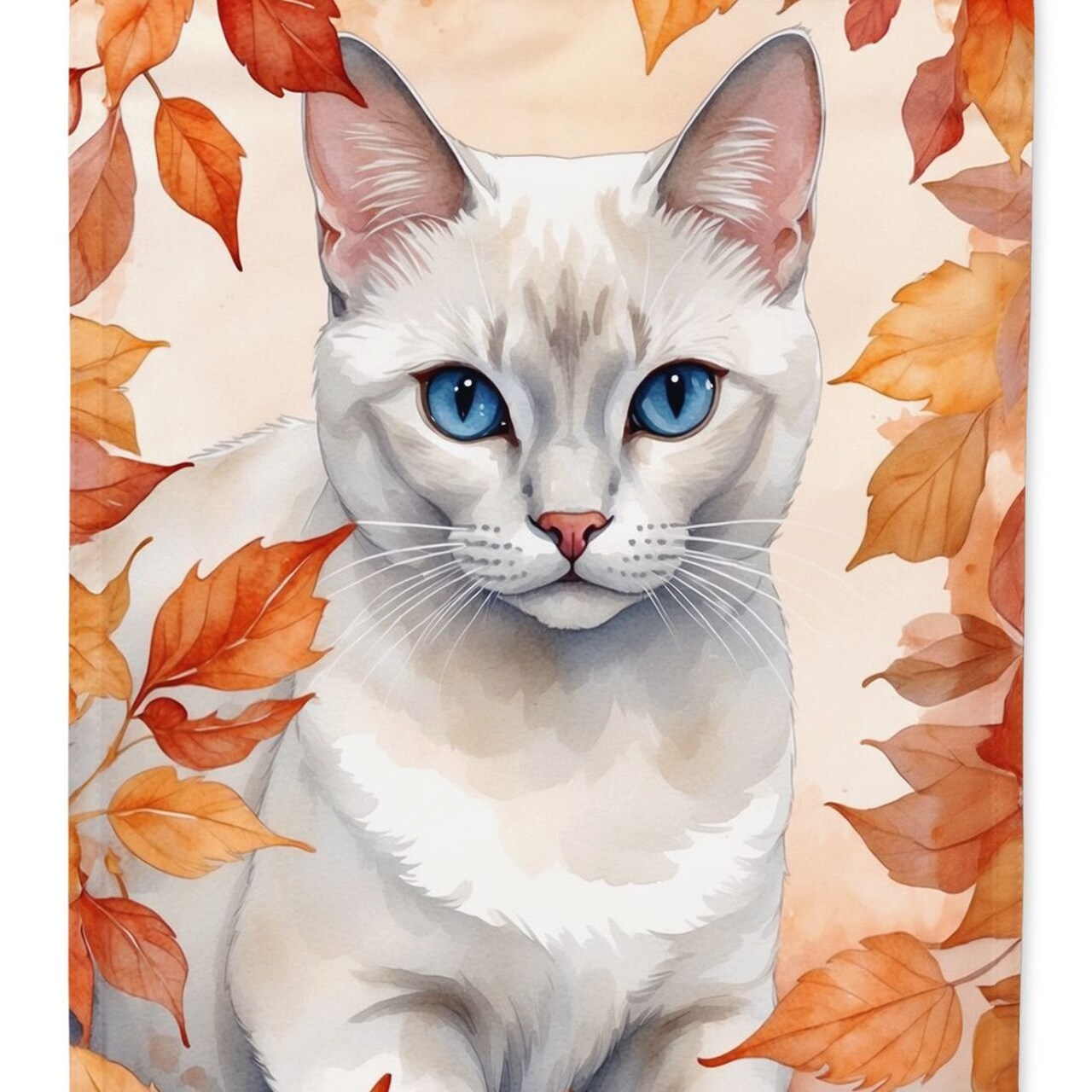 Edge Collections - 28" x 40" - Multicolor - Foreign White Cat Large House Flag Decorative Sleeve Pole Banner - 1 Piece